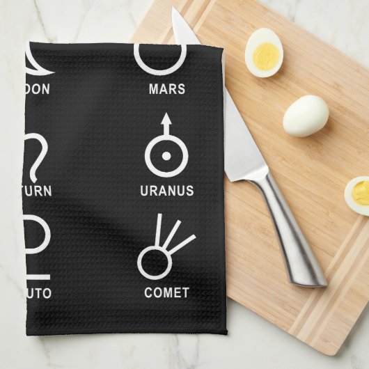 Astronomeren, symbolen voor zonnestelsel theedoek (Quarter Fold)