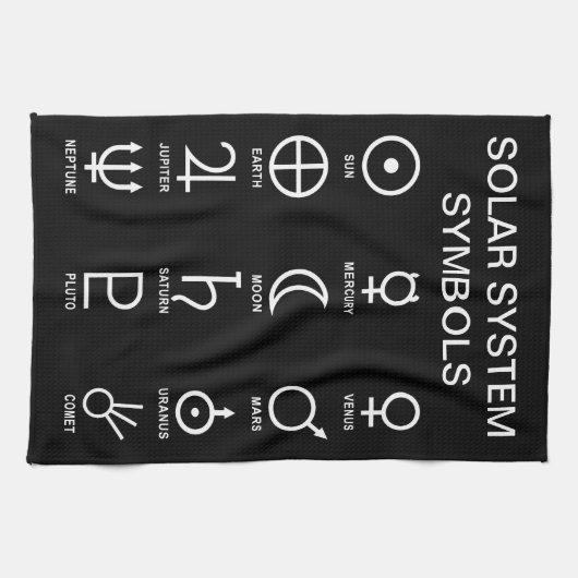 Astronomeren, symbolen voor zonnestelsel theedoek (Horizontaal)