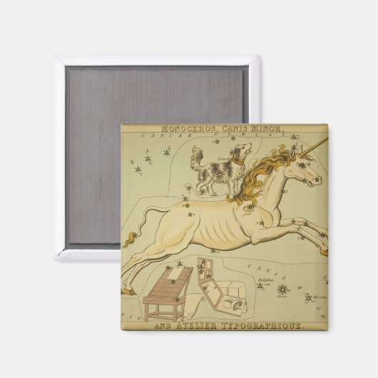  astronomie astrologie eenhoorn Monoceros Magneet (Voorkant / Achterkant)
