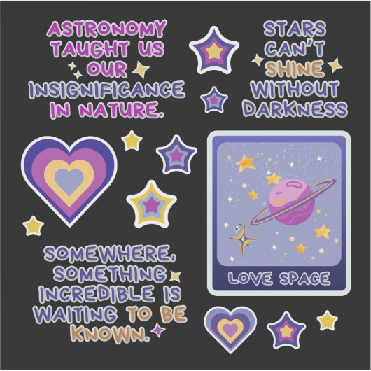 Astronomie blauw paars en geel sticker (Voorkant)