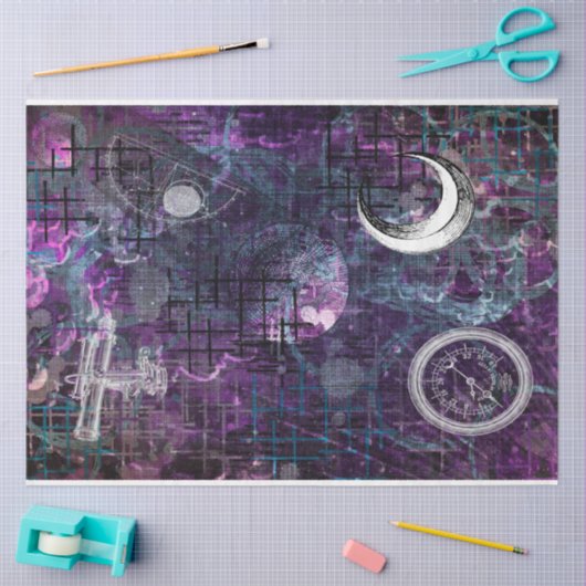 Astronomie Blue Sky Moon Abstract Ephemera Tissuepapier (Craft)