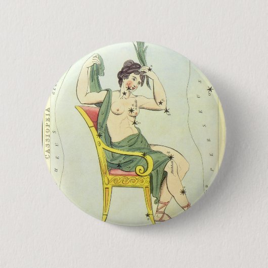  astronomie, Cassiopeia Constellation Stars Ronde Button 5,7 Cm (Voorkant)