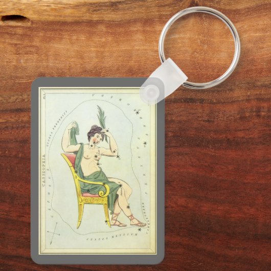  astronomie, Cassiopeia Constellation Stars Sleutelhanger (Achterkant)