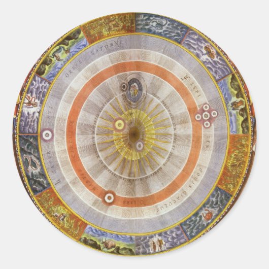 astronomie Celestial Copernican Planisphere Ronde Sticker (Voorkant)