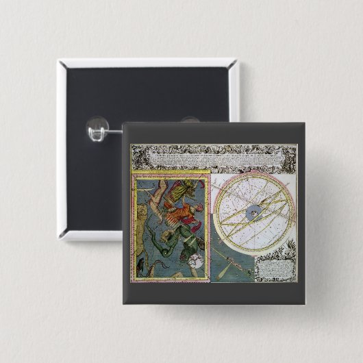 Astronomie Celestial door Matthaeus Seutter Vierkante Button 5,1 Cm (Voorkant /achterkant)