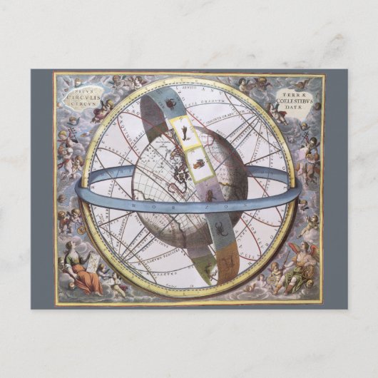  astronomie, Celestial Planisphere Zodiac Briefkaart (Voorkant)