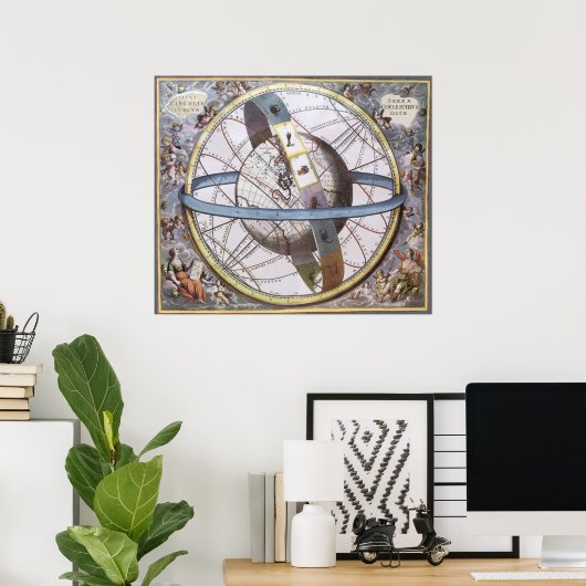  astronomie, Celestial Planisphere Zodiac Poster (Thuiskantoor)