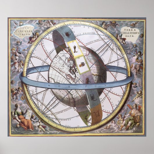  astronomie, Celestial Planisphere Zodiac Poster (Voorkant)