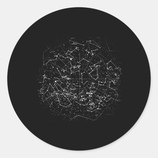 Astronomie Constellations Map Stars Galaxy Celesti Ronde Sticker (Voorkant)