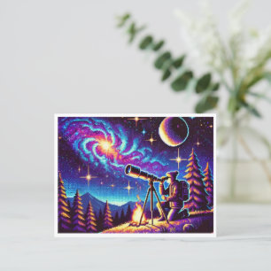 Astronomie Dag Stargazing Pixel Art Briefkaart