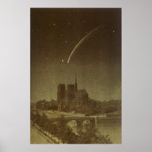 Astronomie, Donati Comet over Parijs, 1858 Poster