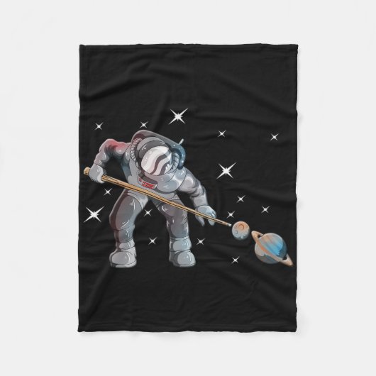 Astronomie Galaxy Billiard Player Astronaut Pool Fleece Deken (Voorkant)