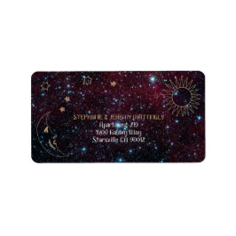 Astronomie Galaxy Sun Moon Stars Glitter Adres Etiket