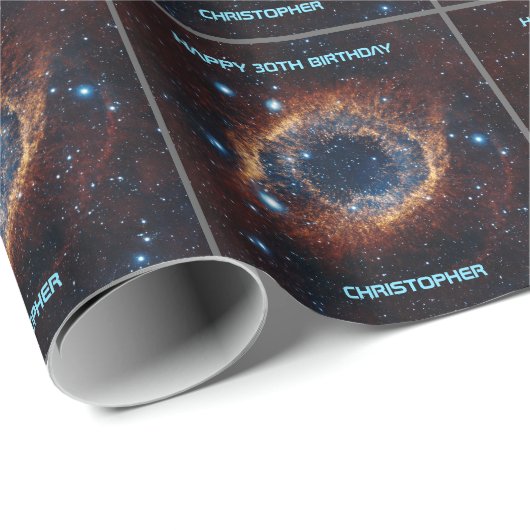 Astronomie helix nebula aangepaste naam en tekst cadeaupapier (Rol Hoek)