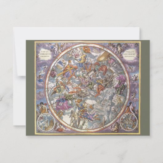  astronomie, Kaart van Christelijke constellaties (Voorkant)