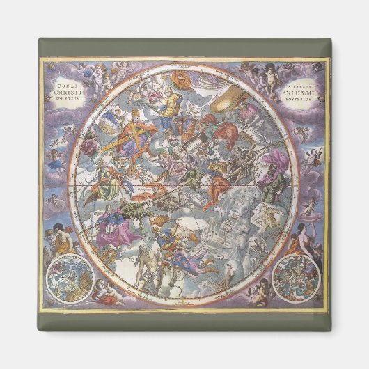  astronomie, Kaart van Christelijke constellaties Magneet (Voorkant)