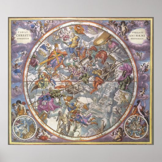  astronomie, Kaart van Christelijke constellaties Poster (Voorkant)