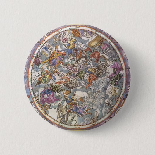 astronomie, Kaart van Christelijke constellaties Ronde Button 5,7 Cm (Voorkant)
