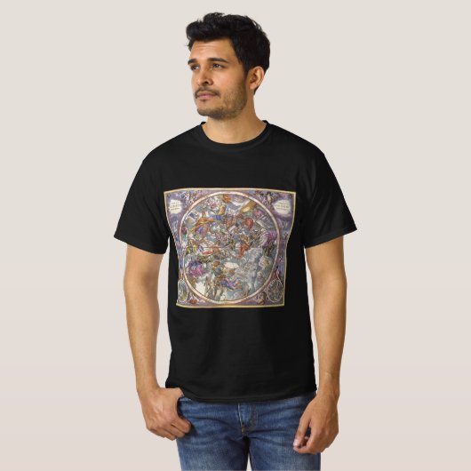 astronomie, Kaart van Christelijke constellaties T-shirt (Voorkant volledig)