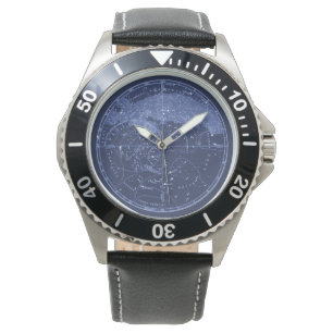 ASTRONOMIE    kaart van de sterren in blauw Horloge