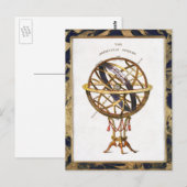  astronomie, kunstmatige of armillaire bol briefkaart (Voorkant / Achterkant)