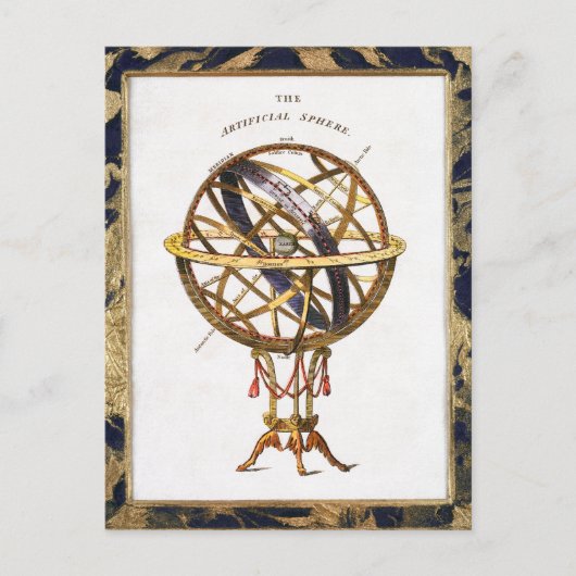  astronomie, kunstmatige of armillaire bol briefkaart (Voorkant)