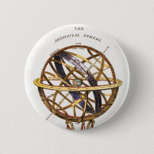  astronomie, kunstmatige of armillaire bol ronde button 5,7 cm (Voorkant)