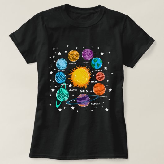 Astronomie Liefhebber Kinder zonnestelsel Planeten T-shirt (Design voorkant)