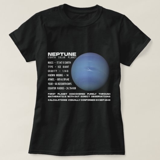 Astronomie liefhebber Neptunus Planet Facts Space  T-shirt (Design voorkant)