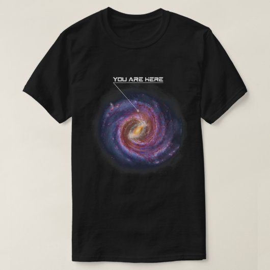 Astronomie liefhebber U bent hier Astronomie Melkw T-shirt (Design voorkant)