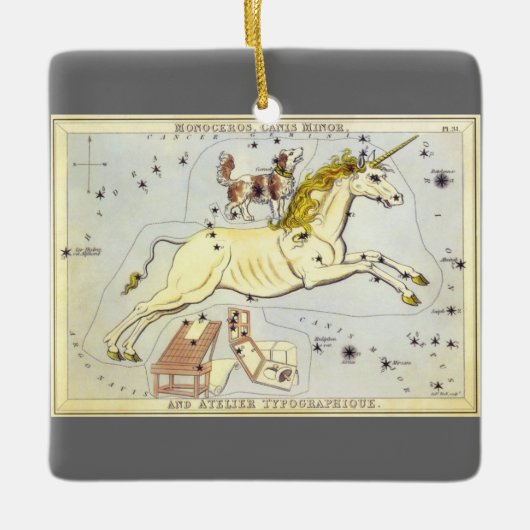  astronomie, Monoceros Unicorn Constellation Keramisch Ornament (Voorkant)