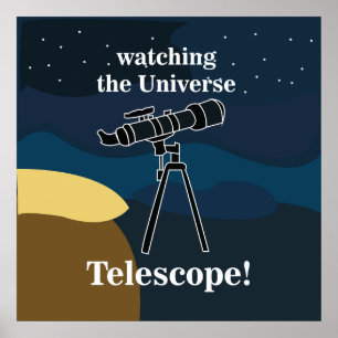 Astronomie nachtelijke sterrenkijker poster