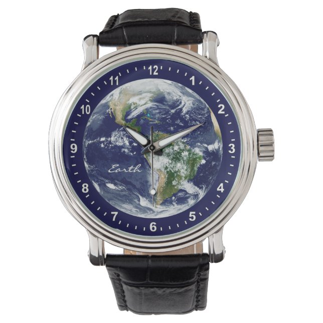 Astronomie & Planet Earth Watch, Blue Space Horloge (Voorkant)