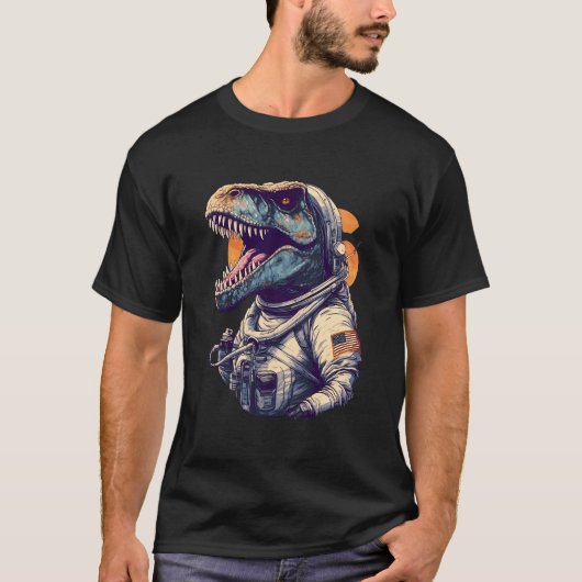 Astronomie Planeten Ruimteastronaut T Rex Dinosaur T-shirt (Voorkant)
