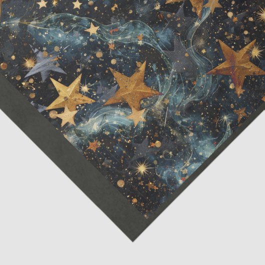 Astronomie Ruimte gouden sterren achtergrond Tissuepapier (Detail)