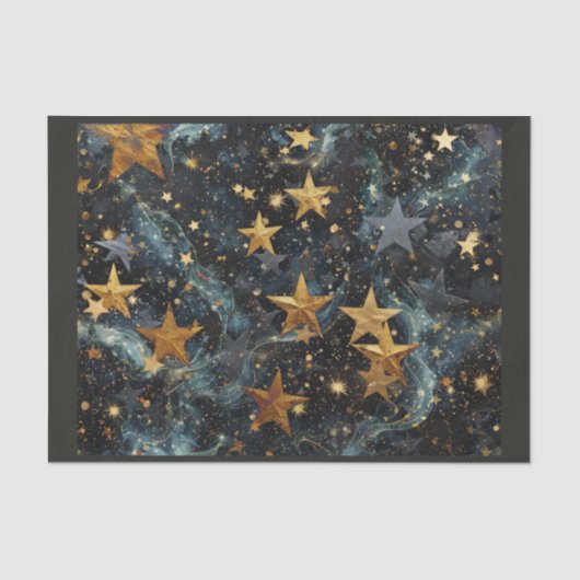 Astronomie Ruimte gouden sterren achtergrond Tissuepapier (Voorkant)