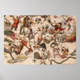  Astronomie, Star Map van Johannes van Keulen Poster