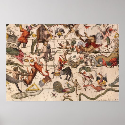  Astronomie, Star Map van Johannes van Keulen Poster (Voorkant)