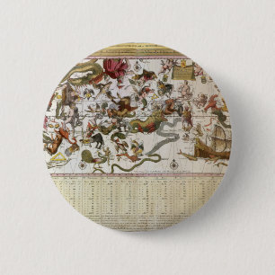 Astronomie, Star Map van Johannes van Keulen Ronde Button 5,7 Cm