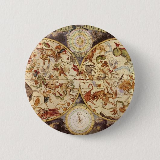 astronomieconstellaties, Frederik de Wit Ronde Button 5,7 Cm (Voorkant)