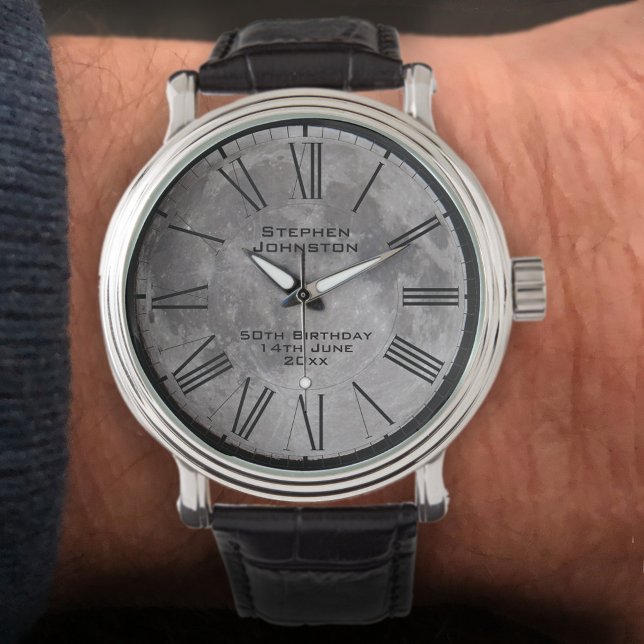 Astronomiethema Volledige maan aan personalisering Horloge (Creator heeft geüpload)