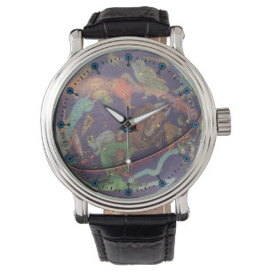 Astronomische hemelriem Wereldbol lederen bandhorl Horloge