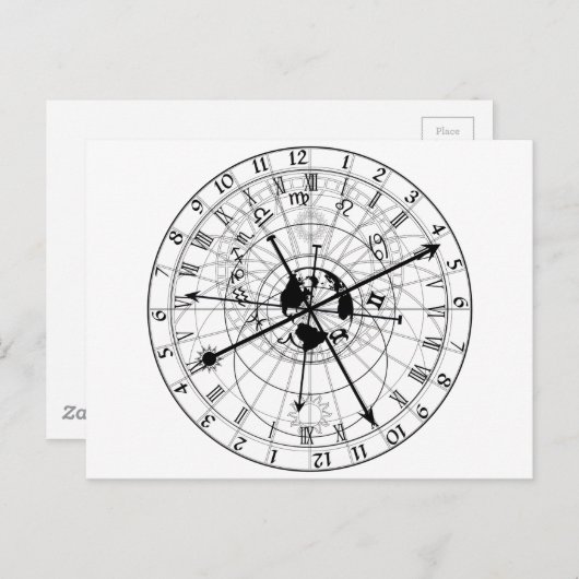 Astronomische klok briefkaart (Voorkant / Achterkant)