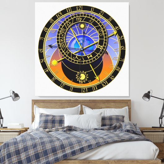 Astronomische klok canvas afdruk (Insitu (Slaapkamer))