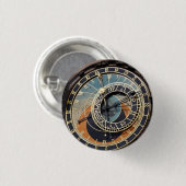 Astronomische klok in Praag Ronde Button 3,2 Cm (Voorkant /achterkant)