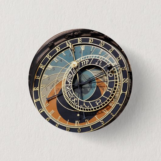Astronomische klok in Praag Ronde Button 3,2 Cm (Voorkant)