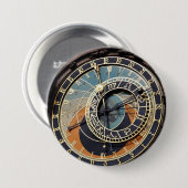 Astronomische klok in Praag Ronde Button 7,6 Cm (Voorkant /achterkant)