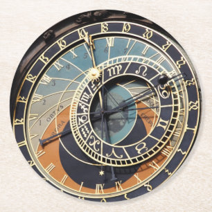 Astronomische Klok In Praag Ronde Kartonnen Onderzetter