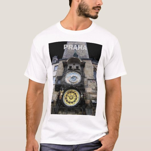 Astronomische klok in Praag T-shirt (Voorkant)