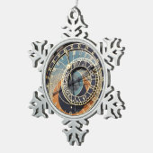Astronomische klok in Praag Tin Sneeuwvlok Ornament (Rechts)